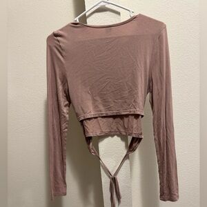 Women's Mauve Long Sleeve Tie-Back Top